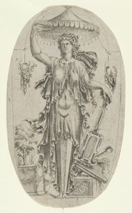 Term i form af en kvinde med musikinstrument, 1535-55. af Jean Mignon