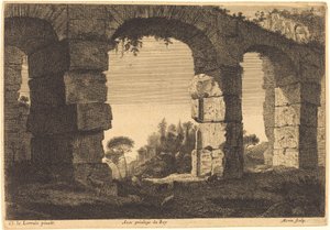 Ruiner af en akvædukt af Jean Morin after Claude Lorrain