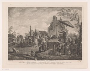 landsbyteater Le Marchand de Mitridate (titel på objekt) Tryk efter malerier af Philips Wouwerman (serietitel) Oeuvres de Ph.pe Wouwermans Hollandois (serietitel)