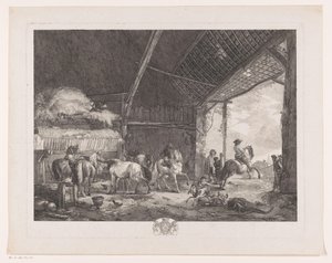 Figurer og heste i posthusets stald L