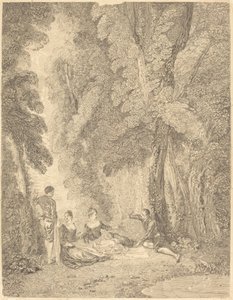 Koalitionen af Jean Moyreau after Antoine Watteau