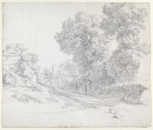 Oaks langs Appian Way nær Albano af Jean Paul Flandrin