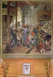 Etienne Marcel (d.1358) beskyttede Dauphin mod pøbelen i 1358 af Jean Paul Laurens