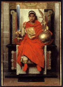Det Nedre Imperium: Flavius Honorius (384-423). Maleri af Vestens første kejser (395-423), barn. Maleri af Jean Paul Laurens (1838-1921)