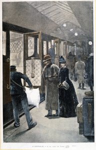 Afgang til nattoget ved Gare de Lyon - tegning af Sinibaldi af Jean Paul Sinibaldi