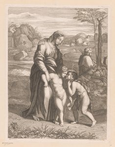 Hellig Familie med Johannes Døberen af Jean Pesne