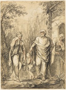Abraham drev Hagar og Ismael ud af Jean Pierre Antoine Tassaert