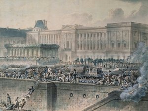 Louis XVIs ankomst (1754-93) foran Louvre, 17. juli 1789 (wc und gouache på papir)