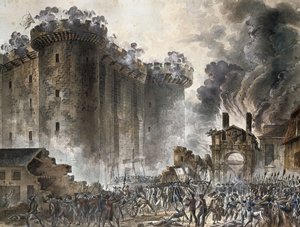Stormen af Bastillen den 14. juli 1789, ca. 1789 af Jean Pierre Laurent Houel