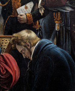 Napoleons død, 5/05/1821 i Saint Helene Detalje, der repræsenterer Jean Abraham Noverraz (1790-1849). Litografi af Jean Pierre Marie Jazet (1788-1871) baseret på maleriet af Charles Auguste Steuben (1788-1856) Malmaison. Chateau Museum