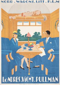 Reklameplakat for hurtigtoget London til Vichy Pullman af Jean Raoul Chaurand Naurac