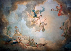 Loft af Marie Antoinettes legeværelse, Chateau de Fontainebleau, c1763-1811.