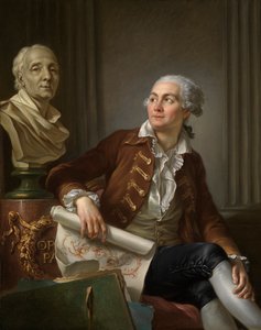 Portræt af mand med buste af Denis Diderot af Jean Simon Berthelemy
