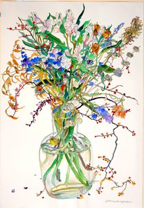 Alstroemeria, Statice, Honesty Calendula, tørre blade, bær