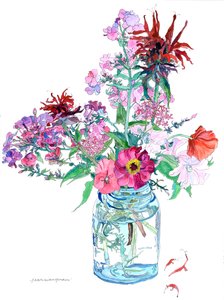 Bee balm and Poppies in a Glass Jar, 2009 (akvarel og blæk på papir)