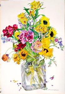 Solsikker, Godetia, Alstroemeria, Ranunkel