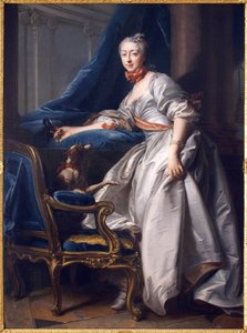 Portræt af Marie Anne de Montboisier Beaufort Canillac, Marquise de Caumont. Maleri af Jean Valade (1709-1787), Olie på lærred