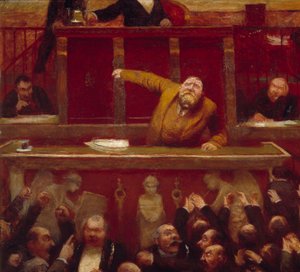 Den socialistiske deputeret Jean Jaures (1859-1914) på galleriet i Deputeretkammeret. Detalje af et maleri af Jean Veber (1868-1928) 1903 Paris, Musee Carnavalet