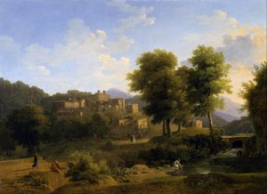 Udsigt over en by i Sabine Hills af Jean Victor Bertin