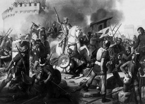 Grev Eudes (Odon) (860 - 898) forsvarer Paris mod normannerne i 886, maleri af Jean Victor Schnetz (1787-1870)