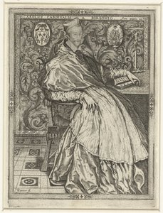 Portret van kardinaal Karel van Bourbon Charles Cardinal of Bourbon i en alder af 28 af Jean de Gourmont (I)