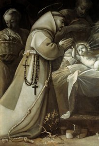 Adoration of the Shepherds A monk praying before the child Jesus. Painting by Jean de Saint Ignydani af Jean de Saint Igny