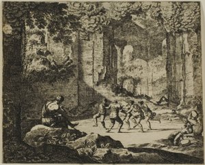 Hyrdernes dans i antikke ruiner af Jean le Pautre