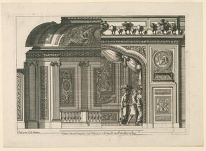 Design til en fransk alkove, fra "Alcoves à le Francoise" af Jean le Pautre