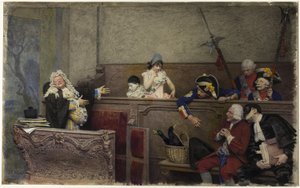 Trial of Pierrot (akvarel og gouache, over grafit, på cremebræt)