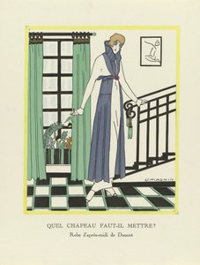 Hvilken hat skal jeg have på?, pub. 1914 (stenciltryk) af Jeanne Magnin