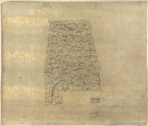 Grundkort over Alabama. LOC 2005625108 af Jedediah Hotchkiss