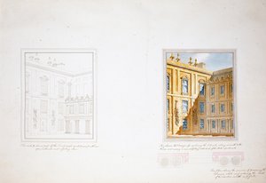 Design til Inner Court, Chatsworth (akvarel på papir)
