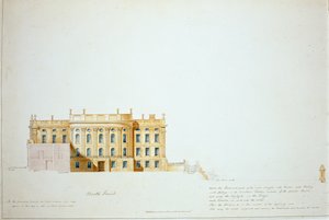 Design til North Elevation, Chatsworth House (akvarel på papir)