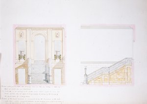 Design til Painted Hall, Chatsworth (akvarel på papir)