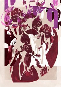 Abstrakte blomster i magenta af Jenja Braun