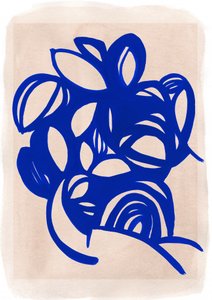 Blå abstrakt blomstermotiv af Jenja Braun