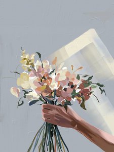 Hånd med pastelfarvede blomster af Jenna Alheit
