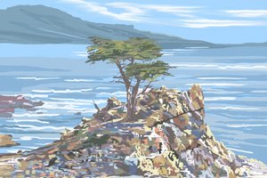 Lone Cypress-klippen ved havet af Jenna Alheit