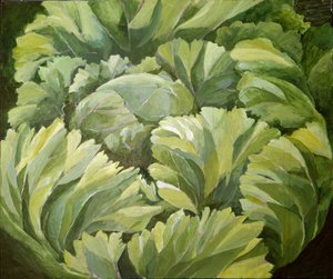 Cabbage, 2013 (akryl på lærred) af Jennifer Abbott