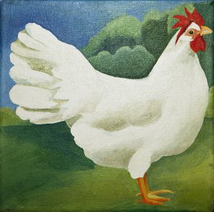 Cockerel, 2013 (akryl på lærred) af Jennifer Abbott