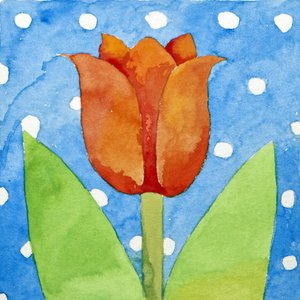 Tulipan blå hvid plet baggrund, 2013 (akvarel) af Jennifer Abbott