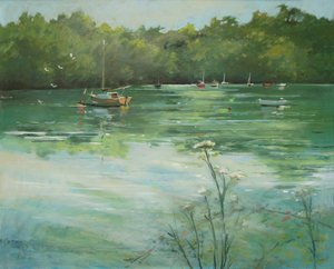 Salcombe Batson Creek (olie på lærred) af Jennifer Wright
