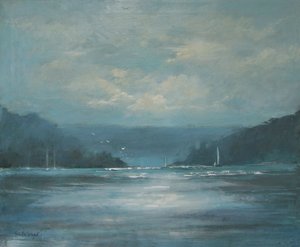 Salcombe Late Afternoon (olie på lærred) af Jennifer Wright