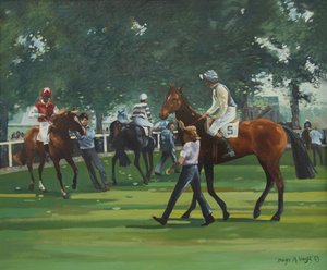 The Paddock, Windsor Races (olie på lærred) af Jennifer Wright