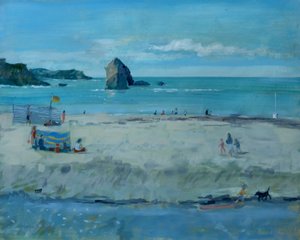 Thurlestone Rock, Devon. olie på lærred, 2016 af Jennifer Wright