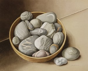 Bowl of Pebbles, 2005 (wc på papir) af Jenny Barron