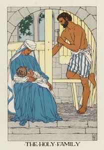 Den hellige familie (farvelitografi) af Jenny Wylie