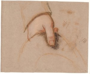 Studie til det Rybergske familiebillede; Johan Christian Rybergs venstre hånd holdende en hat af Jens Juel