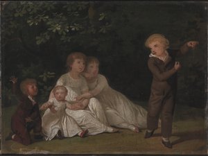 Kunstnerens fem børn i en have. Undersøgelse af Jens Juel