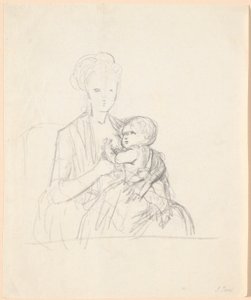 Udkast til portrættet af grevinde Sophie Magdalene Raben, født von Qualen med sin ældste søn, født 1784 af Jens Juel